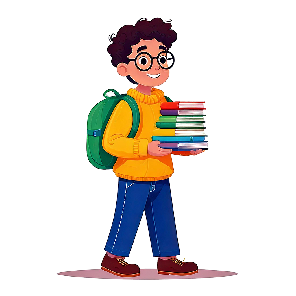 Firefly-A-cheerful-kid-with-glasses,-and-curly-dark-hair,-wearing-a-yellow-sweater-and-blue-pants
